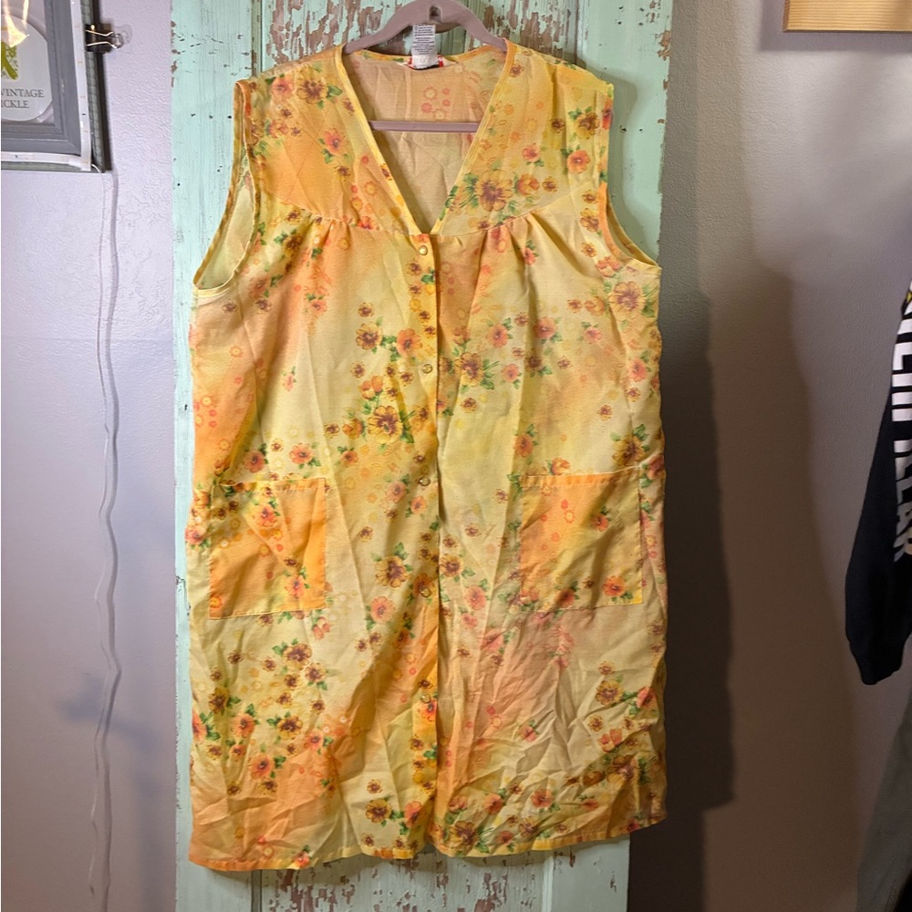 Women’s Just Love yellow-orange floral button up nightgown